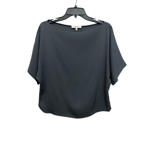 Milly Dolman Sleeve Boat Neck Blouse Size Small Stretch Silk Satin Gray